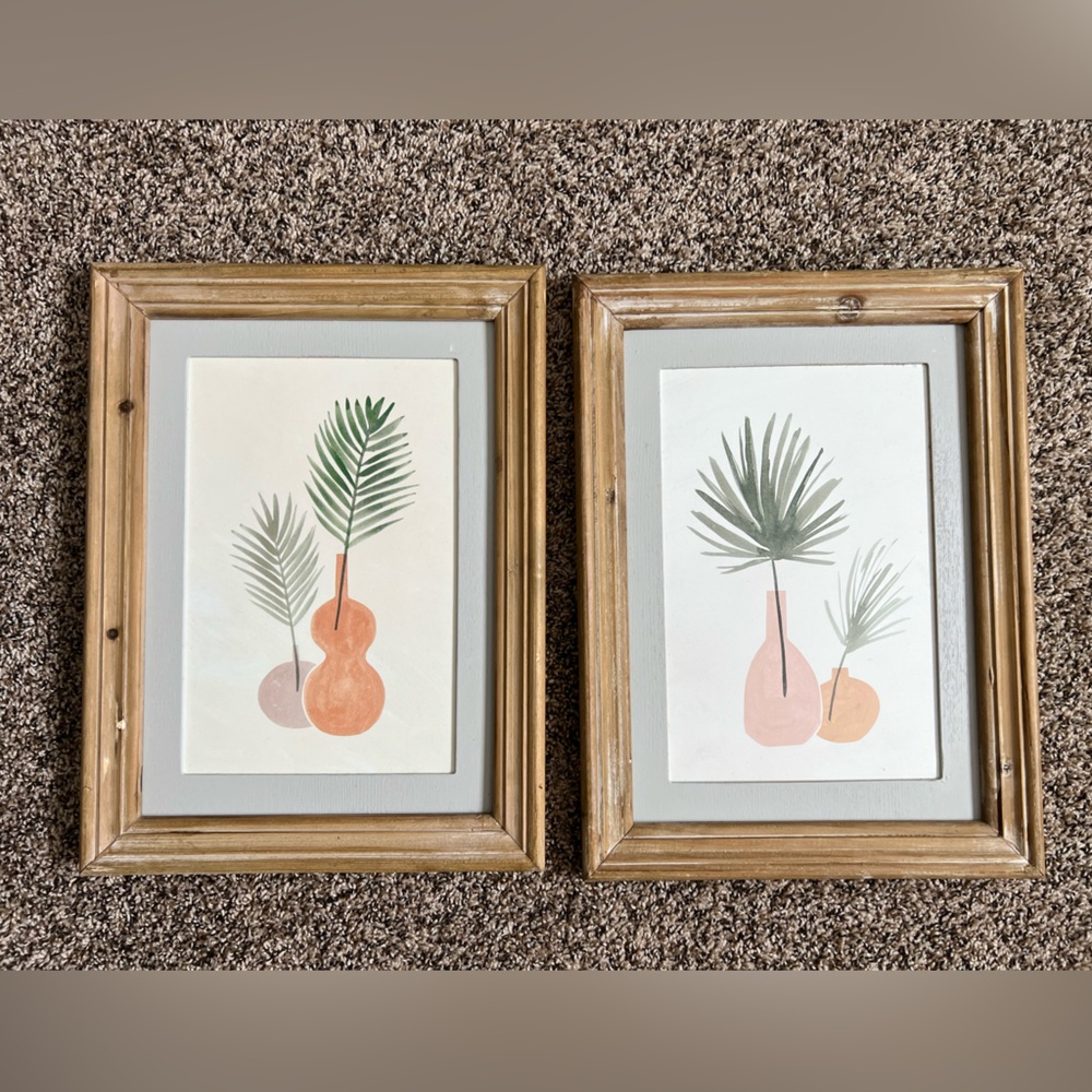 Hobby Lobby Palm Leaf Wall Art Set - Green and Orange